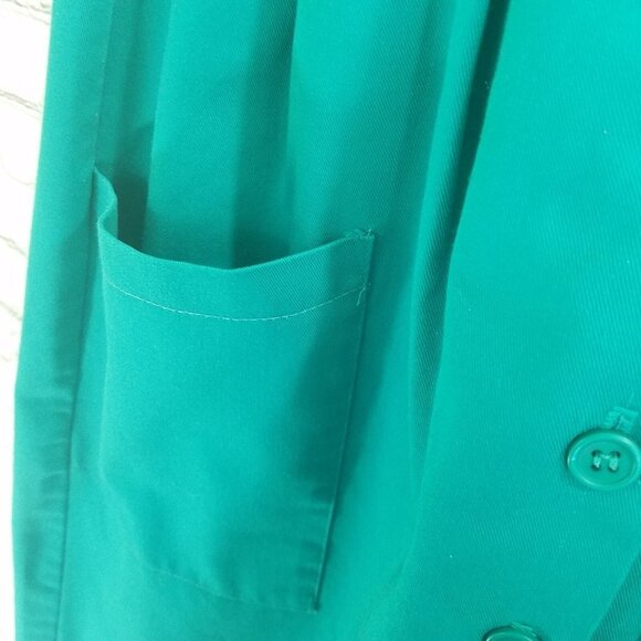 Vintage 1970s Teal A-Line Midi Skirt Button Front Large Pockets USA Made - Picture 9 of 11